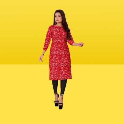 SARTHIFASHION Women Printed A-line Kurta(Red)