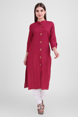ravishree Women Solid Straight Kurta(Maroon)