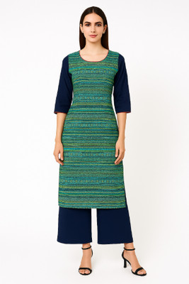 Cloth Stories Women Printed Straight Kurta(Green)