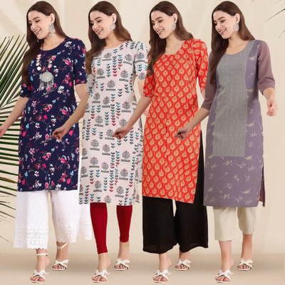 EthnicBasket Women Printed Straight Kurta(Multicolor)