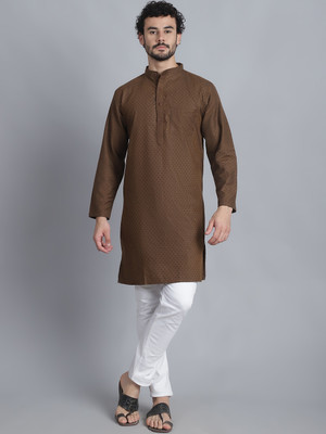 Aarsha Men Printed Straight Kurta(Brown)