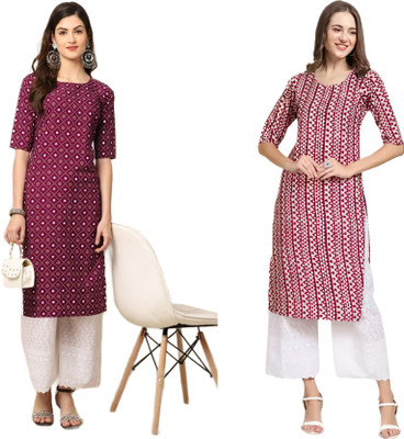 HouseOfCommon Women Printed Straight Kurta(Multicolor)