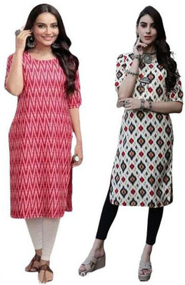 B K CREATION Women Printed Straight Kurta(Multicolor)