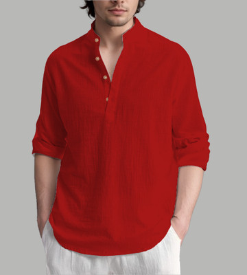 Univibe Men Solid Straight Kurta(Red)