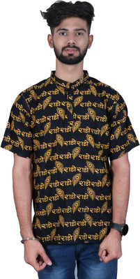 SonamFancyHub Men Block Print Straight Kurta(Yellow)