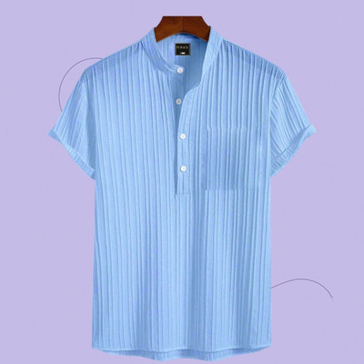 Look Trendy Men Self Design Straight Kurta(Light Blue)