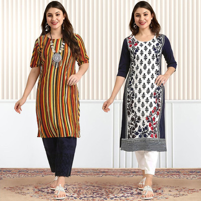 EthnicBasket Women Printed Straight Kurta(Multicolor)