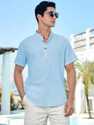 Univibe Men Self Design Straight Kurta(Light Blue)
