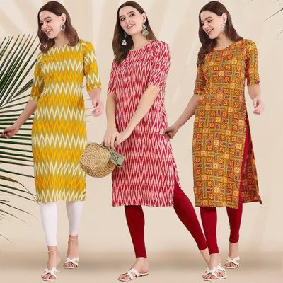 1 Stop Fashion Women Printed Straight Kurta(Multicolor)