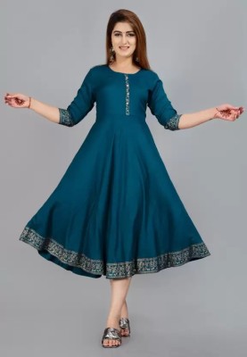 Shunit creation Women Solid Anarkali Kurta(Dark Green)