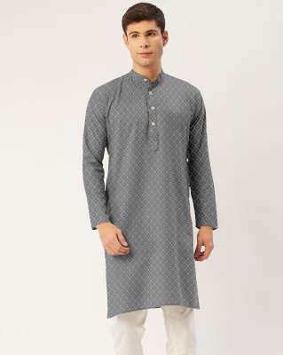 CHIRASVI Men Embroidered Straight Kurta(Grey)