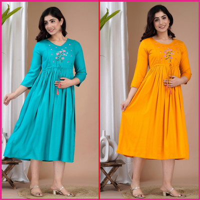 mayraa Women Printed Anarkali Kurta(Blue)