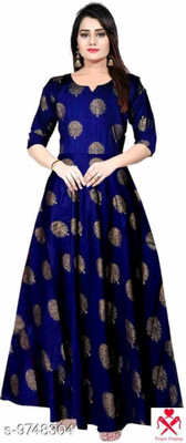 RACHNA FASHION Women Printed Flared Kurta(Blue)