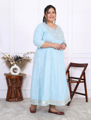 Flavia Creation Women Striped Anarkali Kurta(Multicolor)