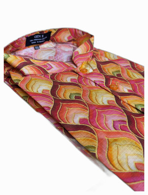 GENX Men Printed A-line Kurta(Orange)