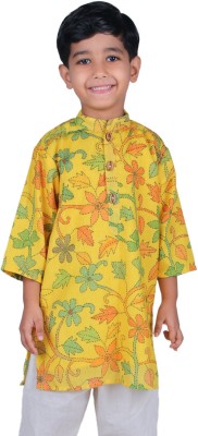 stylestorm Boys Printed Straight Kurta(Yellow)