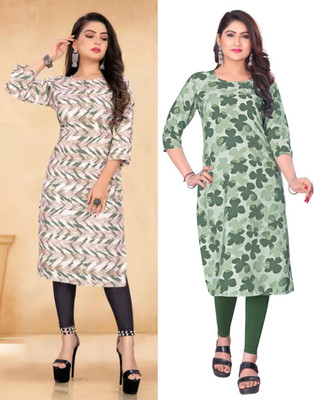Dhrutiivaste Women Printed Straight Kurta(Multicolor)