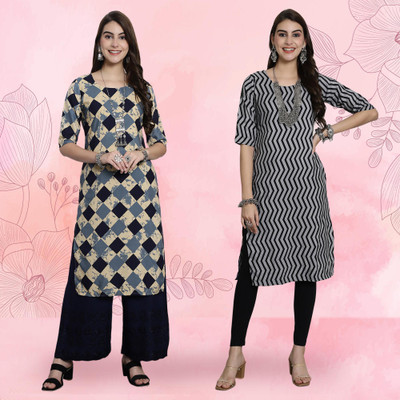 EthnicBasket Women Printed Straight Kurta(Multicolor)
