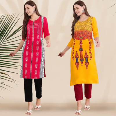 1 Stop Fashion Women Printed A-line Kurta(Multicolor)