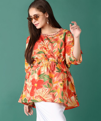 V-MART Women Printed A-line Kurta(Multicolor)