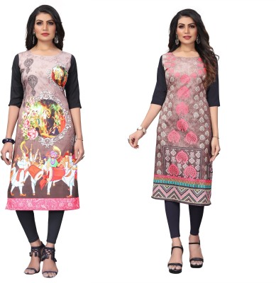 Yasti Enterprise Women Printed Anarkali Kurta(Multicolor)