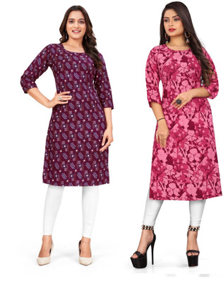 SUMITA SAREE Women Printed Straight Kurta(Multicolor)