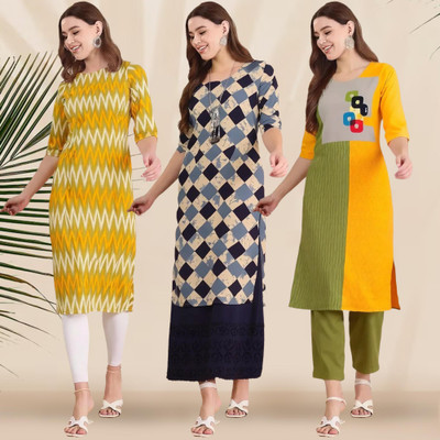 1 Stop Fashion Women Printed Straight Kurta(Multicolor)