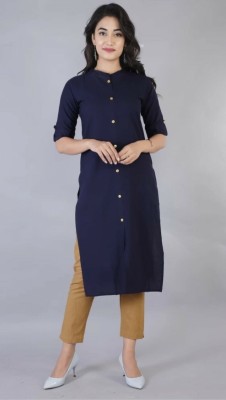 Narrow Fashion Women Solid Straight Kurta(Blue)