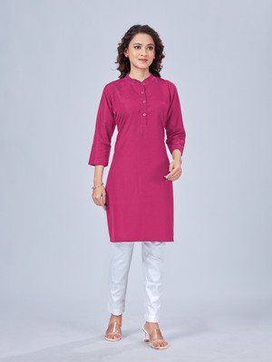SPGR Women Solid Straight Kurta(Pink)