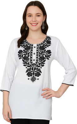 VALWICK Women Embroidered A-line Kurta(Pink)