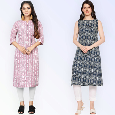 HouseOfCommon Women Printed Straight Kurta(Multicolor)