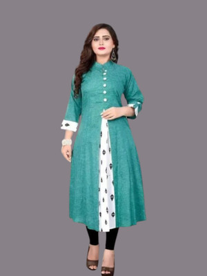 Rangrasiyatexk Women Printed Anarkali Kurta(Green)