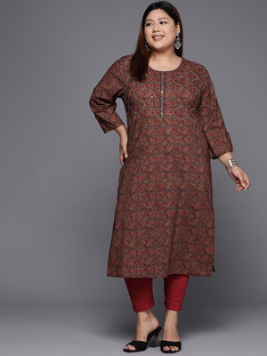 Varanga Women Printed Straight Kurta(Maroon)