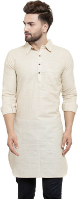 Sayesha Men Solid Pathani Kurta(Beige)