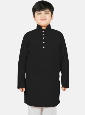 SG YUVRAJ Boys Solid Straight Kurta(Black)