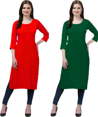 Coft Women Solid Straight Kurta(Multicolor)