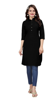 Raj creation Women Solid A-line Kurta(Black)
