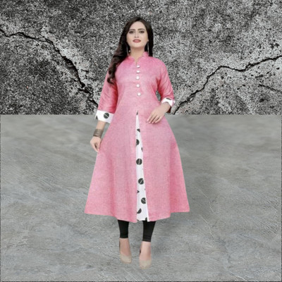 U Creationm Women Printed Anarkali Kurta(Pink)