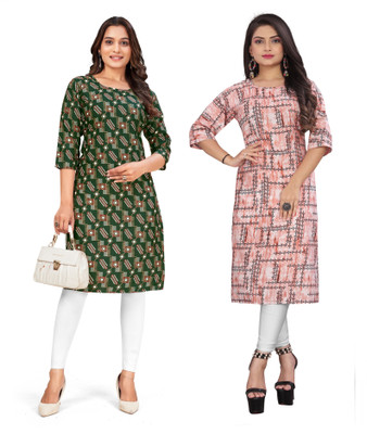 dharmanandan creation Women Printed Straight Kurta(Multicolor)