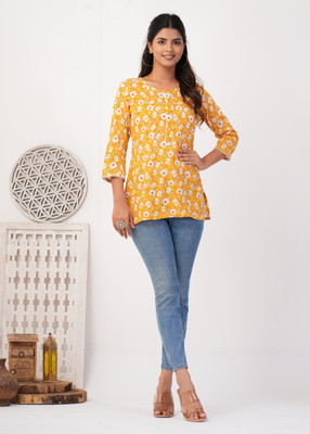 NeerajFashions Casual Printed Women Yellow Top