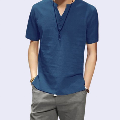 SuperTrend Men Printed Straight Kurta(Dark Blue)