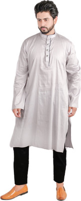 DRESSED UP DIVAS Men Solid Straight Kurta(White)
