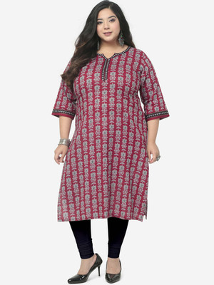 Jevi Prints Women Block Print Straight Kurta(Red)