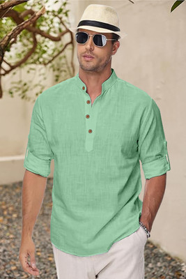 clothingveda Men Solid Straight Kurta(White)