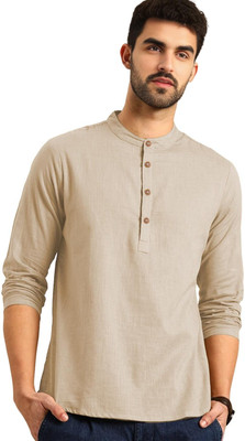 VIMASUTI Men Solid Straight Kurta(Beige)