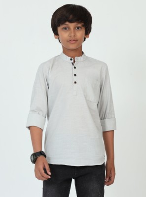 ROCKET SCIENCE Boys Solid Straight Kurta(Grey)