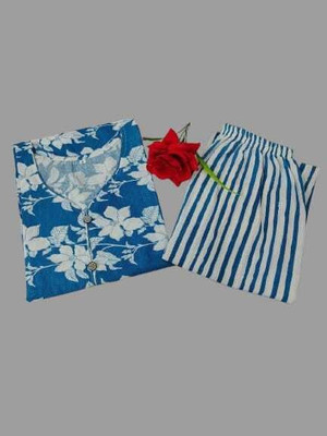 ssf Women Floral Print A-line Kurta(Blue)
