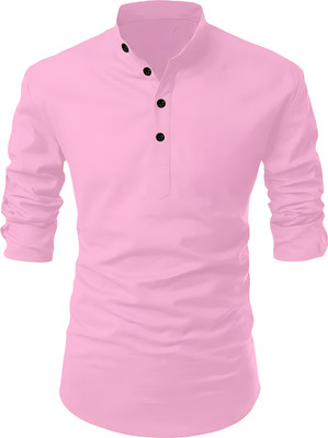Kavyangle Creation Men Solid Straight Kurta(Pink)