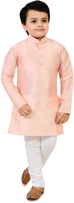BSGGARMENTS Boys Self Design Straight Kurta(Pink)