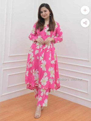 INAYA Women Printed A-line Kurta(Pink)